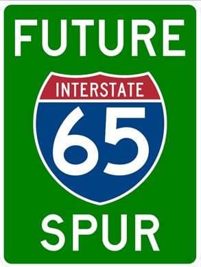 Future I-65 Spur road sign graphic